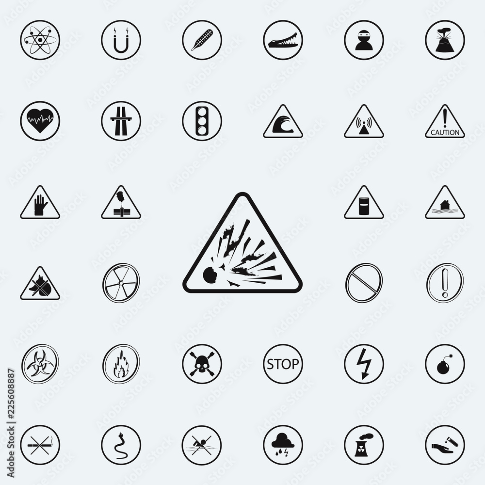 Aufkleber dangerously explosive sign icon. warning signs icons universal set for web and mobile