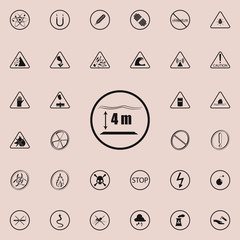 sign the depth of the pool icon. Warning signs icons universal set for web and mobile
