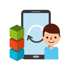 smartphone man blockchain business fintech