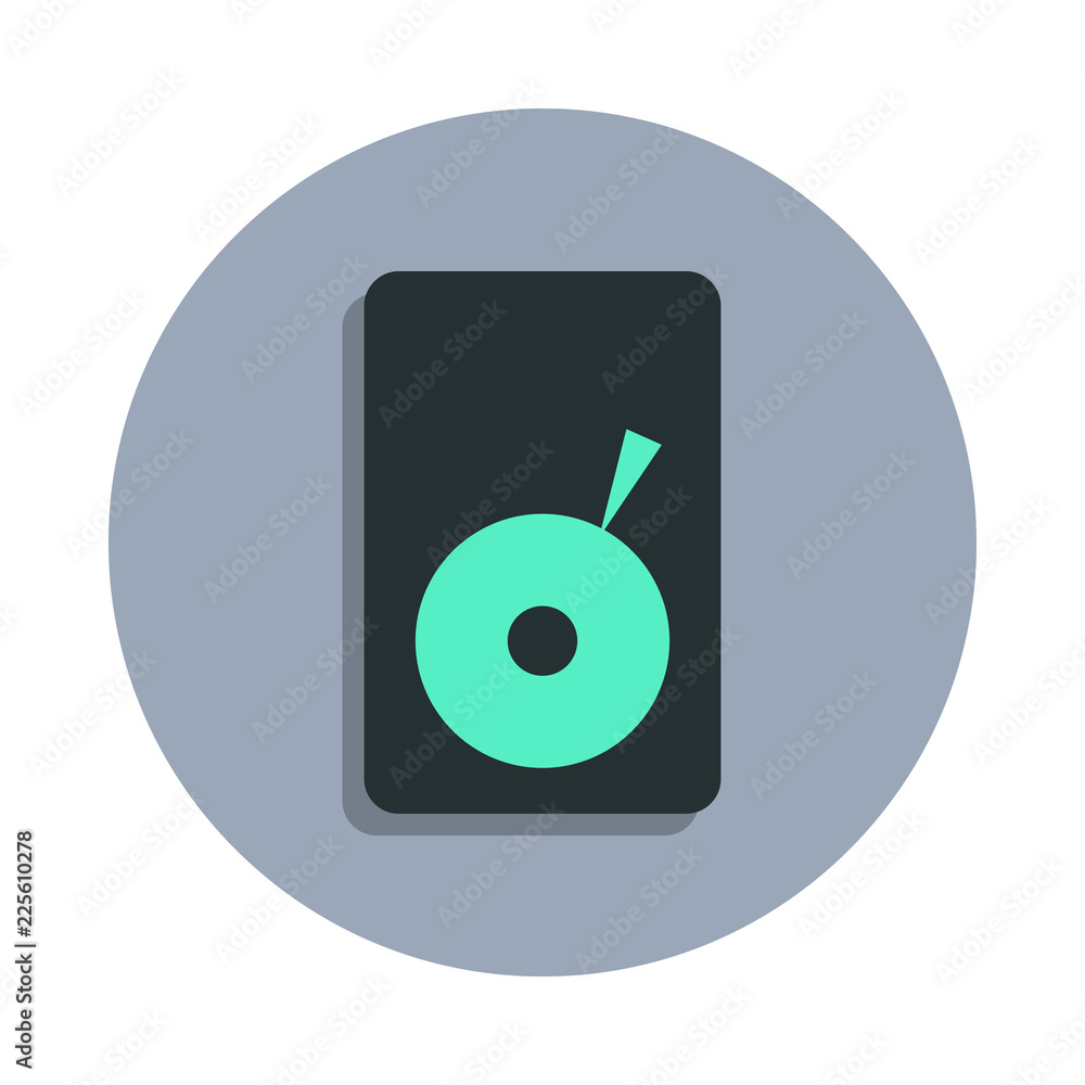 Poster record player icon in badge style. one of web collection icon can be used for ui, ux