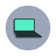 a laptop icon in badge style. One of web collection icon can be used for UI, UX