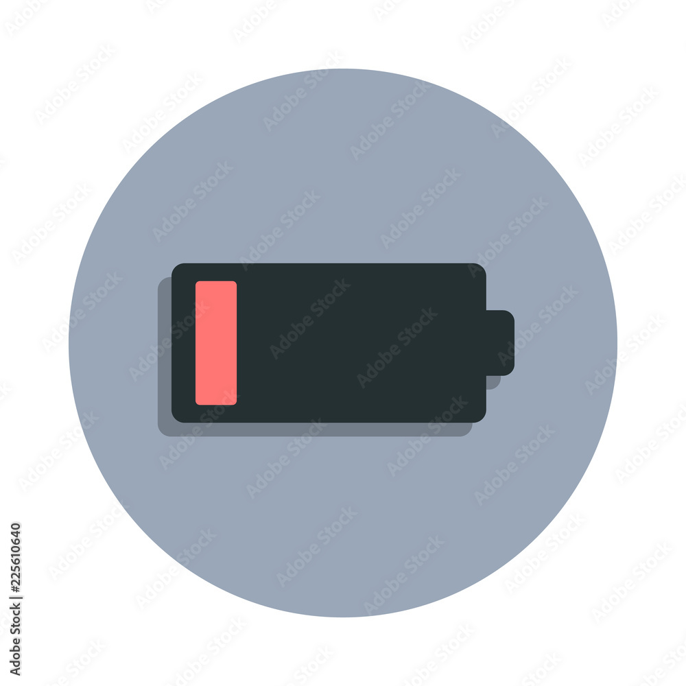 Poster low battery charge icon in badge style. one of web collection icon can be used for ui, ux