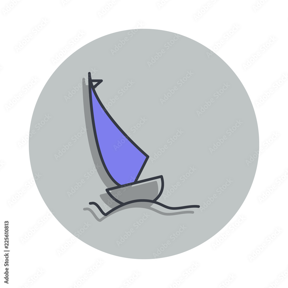 Poster sailboat icon in badge style. one of web collection icon can be used for ui, ux