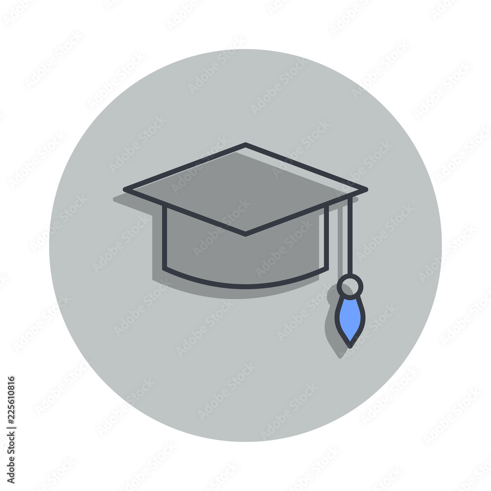 Poster graduate's cap icon in badge style. one of web collection icon can be used for ui, ux