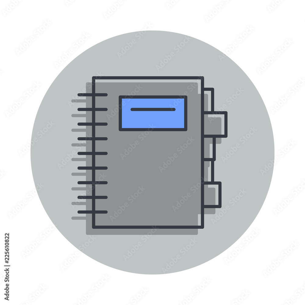 Poster the address book icon in badge style. one of web collection icon can be used for ui, ux