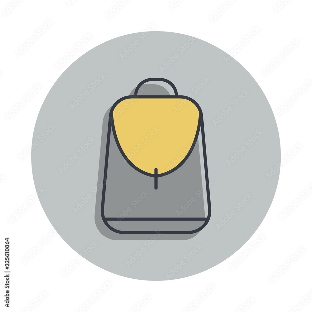 Poster backpack icon in badge style. one of web collection icon can be used for ui, ux