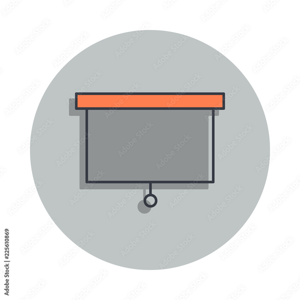 Poster screen for projector icon in badge style. one of web collection icon can be used for ui, ux