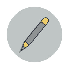a pen icon in badge style. One of web collection icon can be used for UI, UX