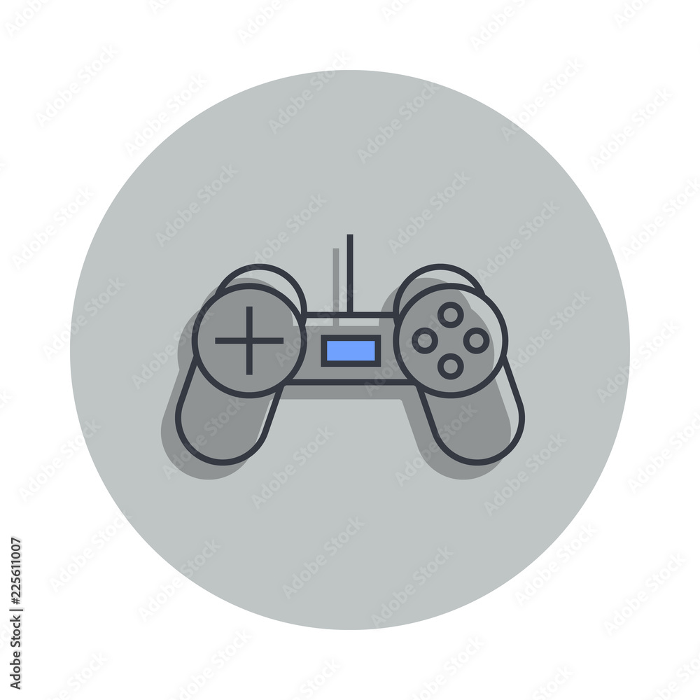 Poster game joystick icon in badge style. one of web collection icon can be used for ui, ux