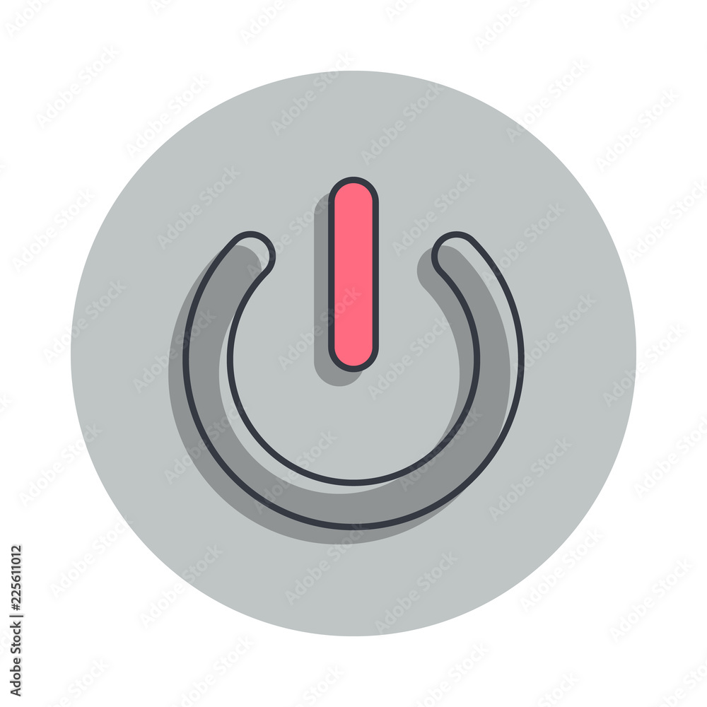 Poster power button icon in badge style. one of web collection icon can be used for ui, ux