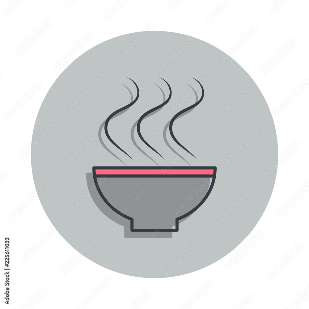 Poster hot soup icon in badge style. one of web collection icon can be used for ui, ux