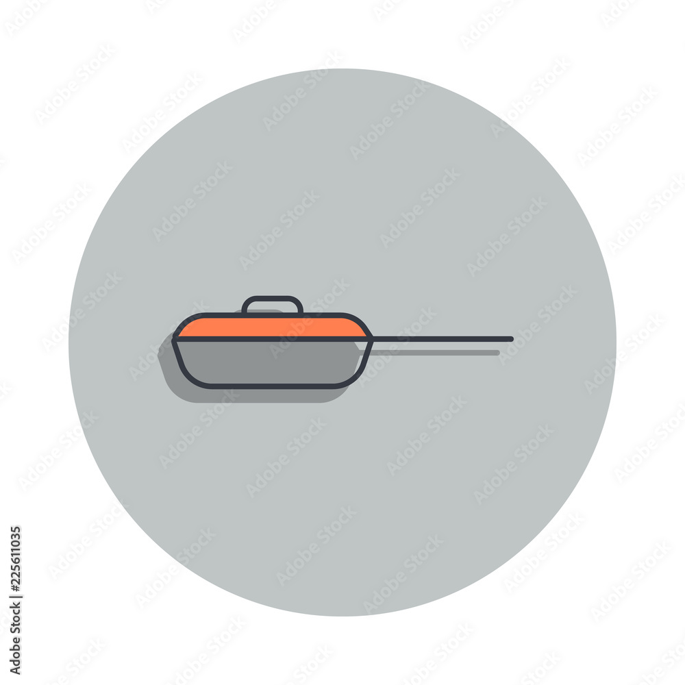 Poster frying pan icon in badge style. one of web collection icon can be used for ui, ux