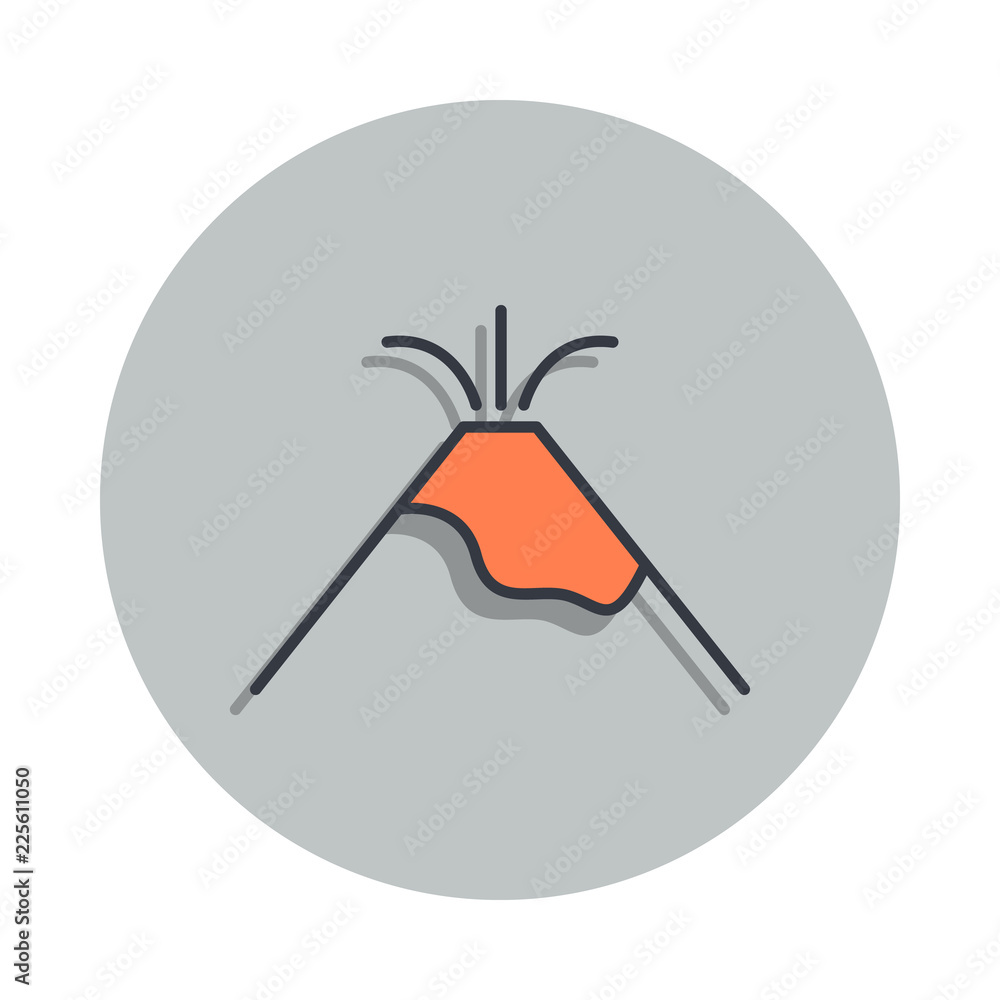 Poster volcano icon in badge style. one of web collection icon can be used for ui, ux