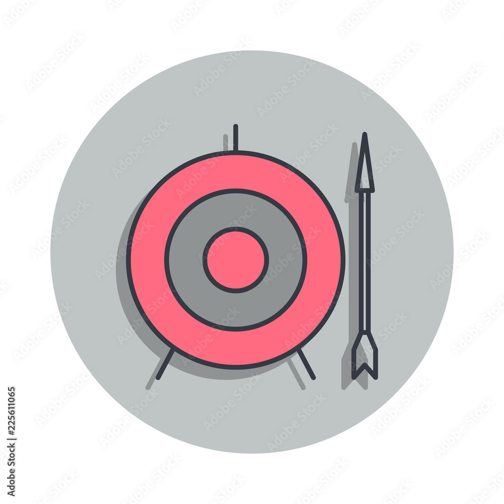 Poster arrow and target icon in badge style. one of web collection icon can be used for ui, ux