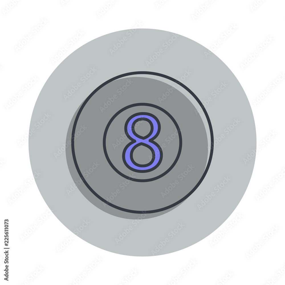 Aufkleber billiard ball icon in badge style. one of web collection icon can be used for ui, ux