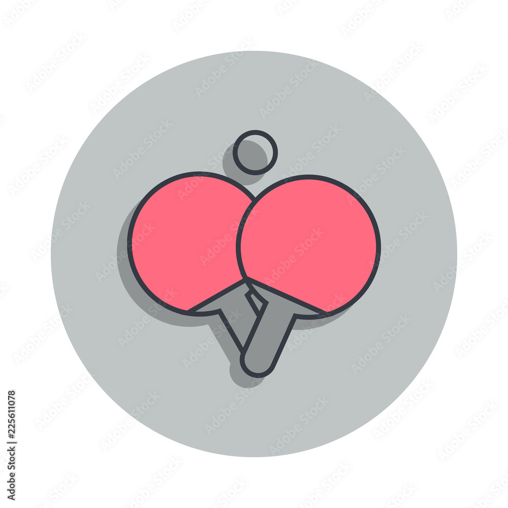 Poster ping pong icon in badge style. one of web collection icon can be used for ui, ux