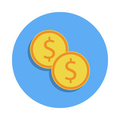 cash coins colored icon in badge style. One of Banking collection icon can be used for UI, UX