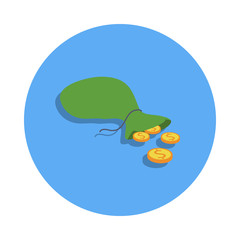 bag with money colored icon in badge style. One of Banking collection icon can be used for UI, UX