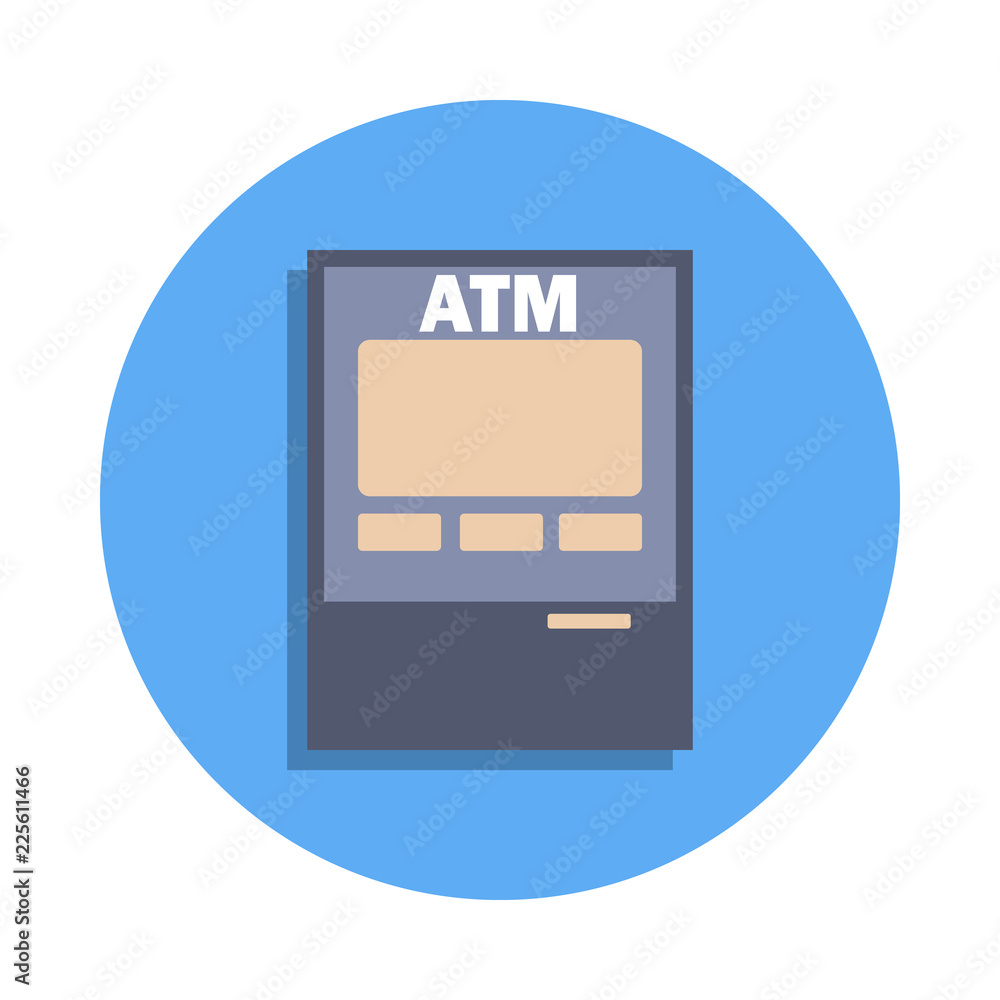 Poster atm colored icon in badge style. one of banking collection icon can be used for ui, ux