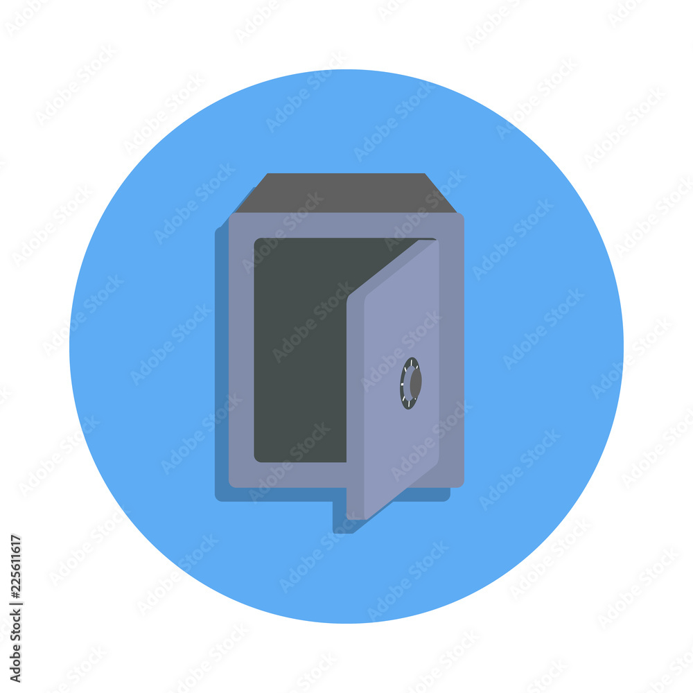 Poster open safe colored icon in badge style. one of banking collection icon can be used for ui, ux