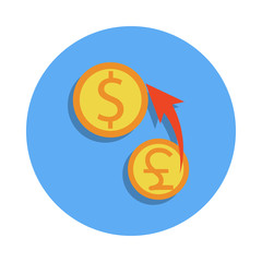 euro exchange dollar colored icon in badge style. One of Banking collection icon can be used for UI, UX