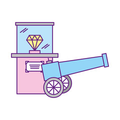 diamond in glass cube and cannon weapon exhibition museum