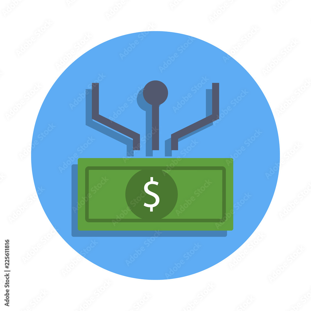 Poster money and communication colored icon in badge style. one of banking collection icon can be used for 