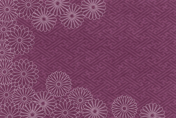 菊　年賀状　和紙　背景