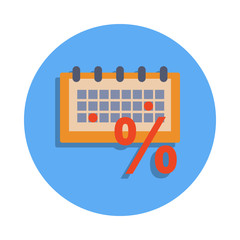 credit payment calendar colored icon in badge style. One of Banking collection icon can be used for UI, UX