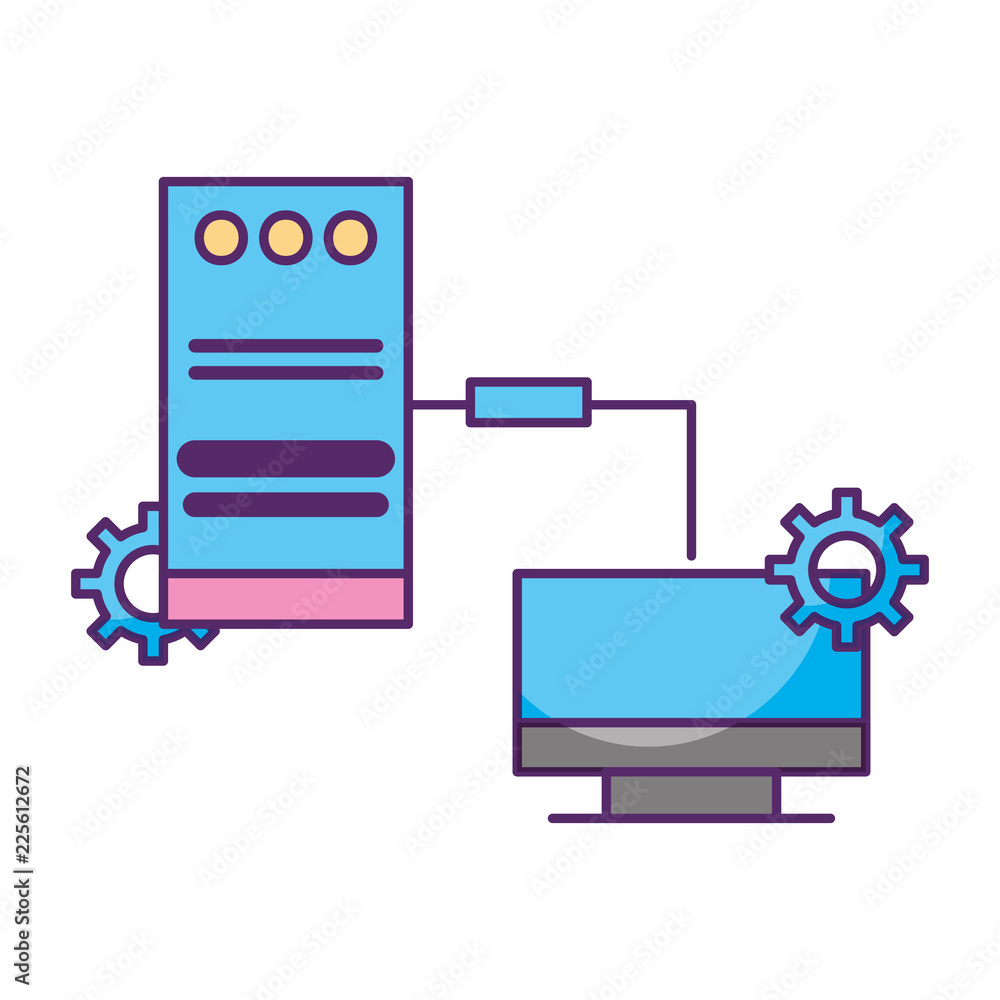 Poster computer tower server connection data storage