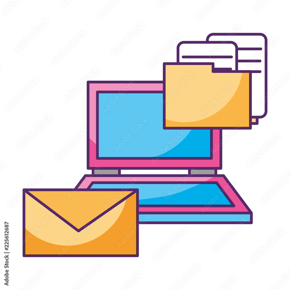 Poster laptop email folder file documents data storage