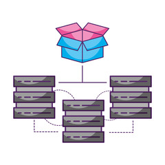 database server center cardboard box data storage