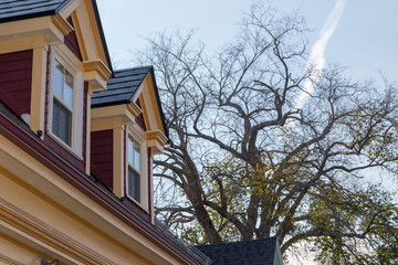 old house with red roof