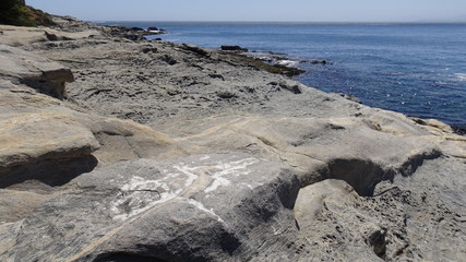 Landscape, rocky beach and seaside