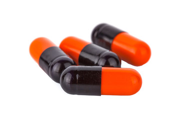 Antibiotic color pills on a isolated