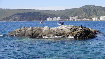 Landscape, rocky beach and seaside