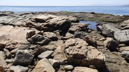 Landscape, rocky beach and seaside