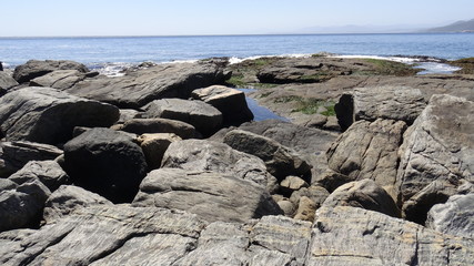 Landscape, rocky beach and seaside
