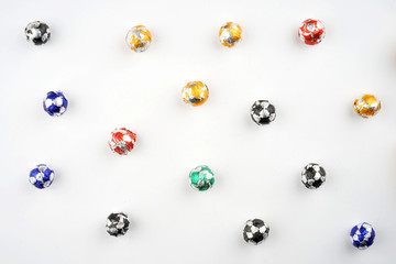 Creative arrangements of confectionery or candies on a white background. Flat lay.