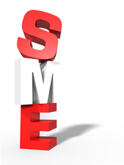 Sme 3D,sme red,small Business,white background.