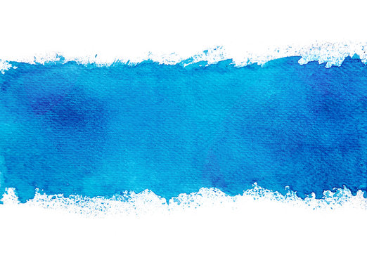 Abstract Blue Watercolor Splashing Backgrounds, Hand Paint On Paper.