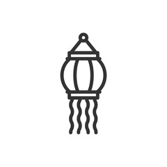 Hanging round lamp (kandil). Vector thin line icon design illustration for home decor or festivals like Diwali