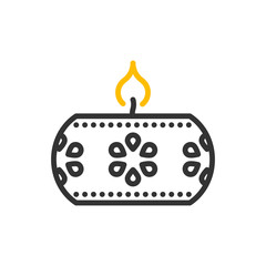 Arab decoration candle case icon. Vector thin line illustration