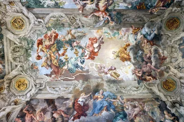 Papier Peint photo Monument historique Peinture sur le plafond du Palazzo Barberini à Rome, Italie, avec des abeilles qui sont le symbole de la maison