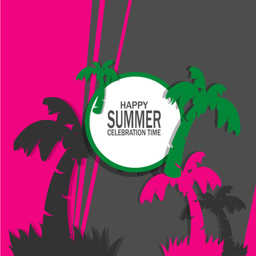 Summer tropical backgrounds set with palms and sun illustration vector