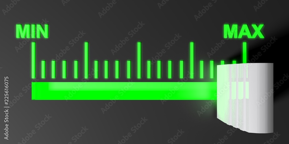 Poster level selector on a black control panel - 3d rendering