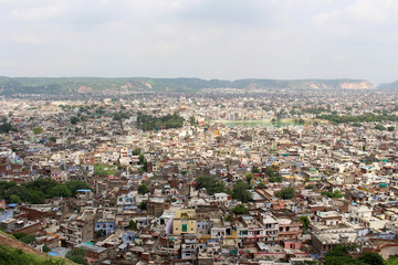 The crowded Jaipur city as seen from Nahargarh Fort on the hill.