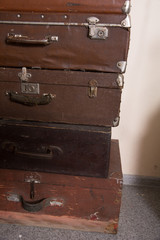 Vintage leather suitcases for travel.