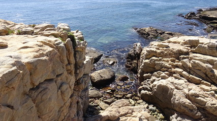 Landscape, rocky beach and seaside