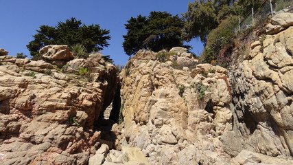 Landscape, rocky beach and seaside